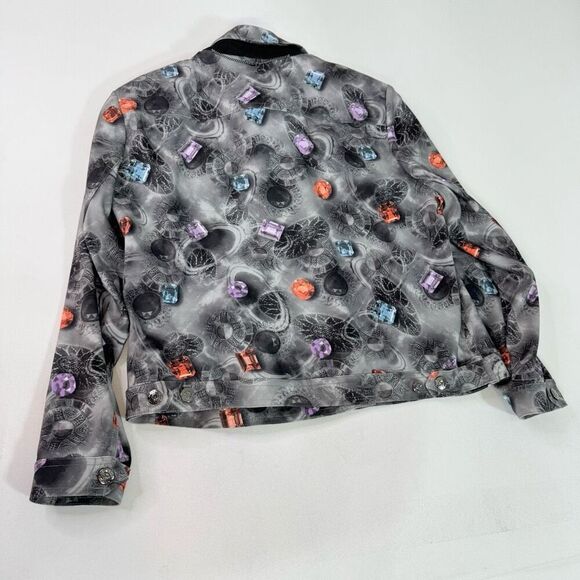 St John Sport Jacket Womens Medium Gray Gemstones Gems Button Up Luxury Shiny - Picture 7 of 8